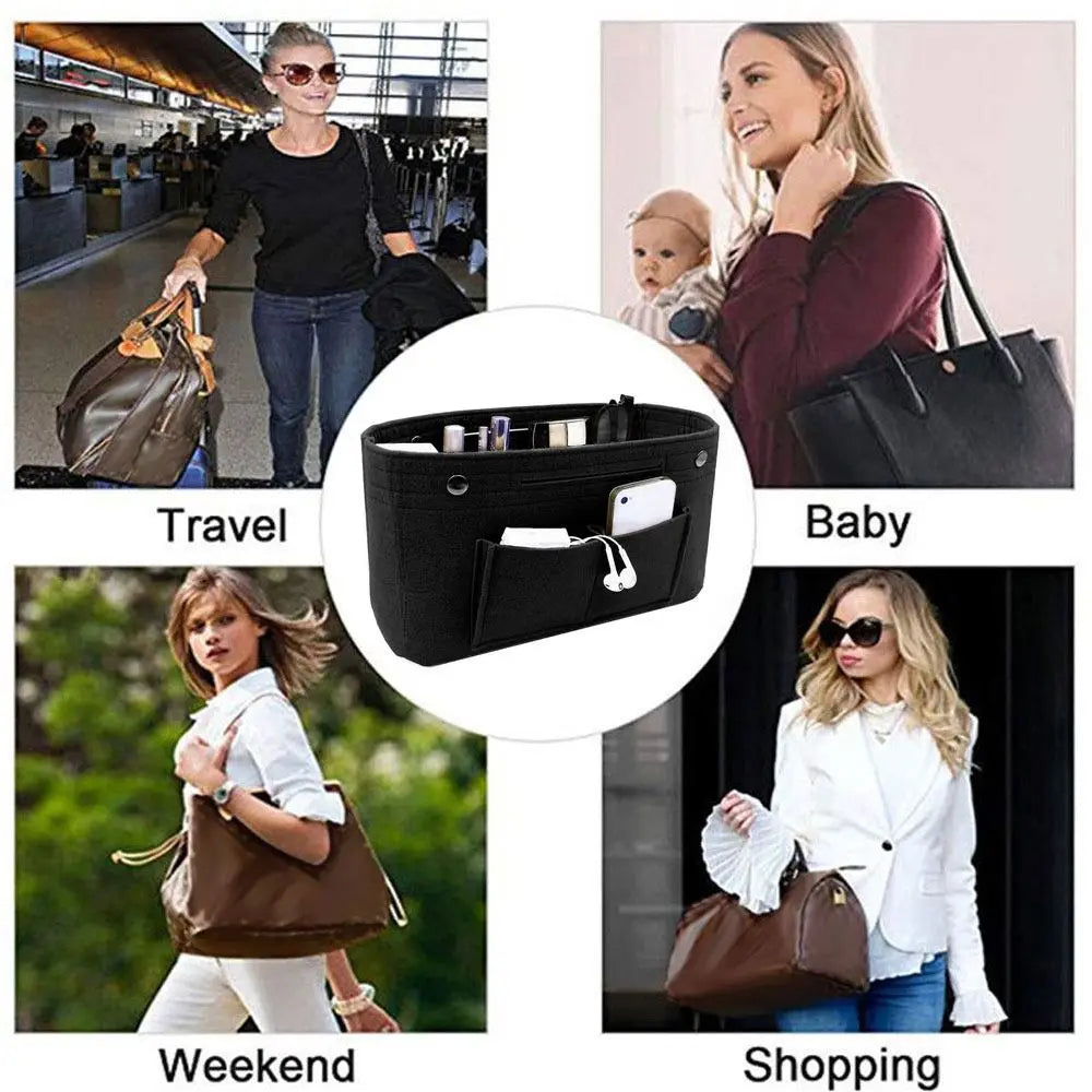 Bolsa Organizadora para Bolso con Bolsillos de Fieltro con Compartimentos