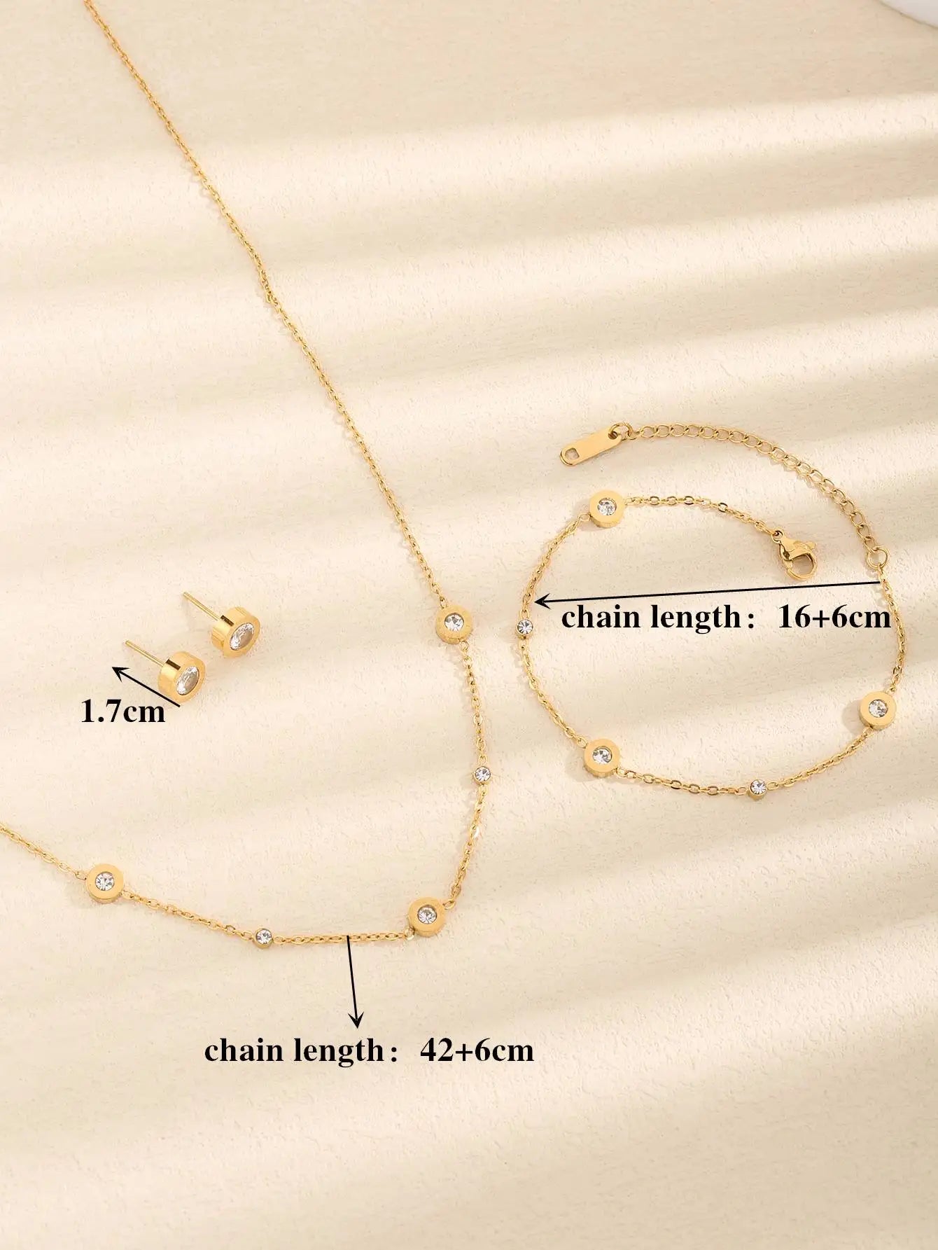 Set de Joyería Elegante con Cristales – Collar, Pulsera y Aretes