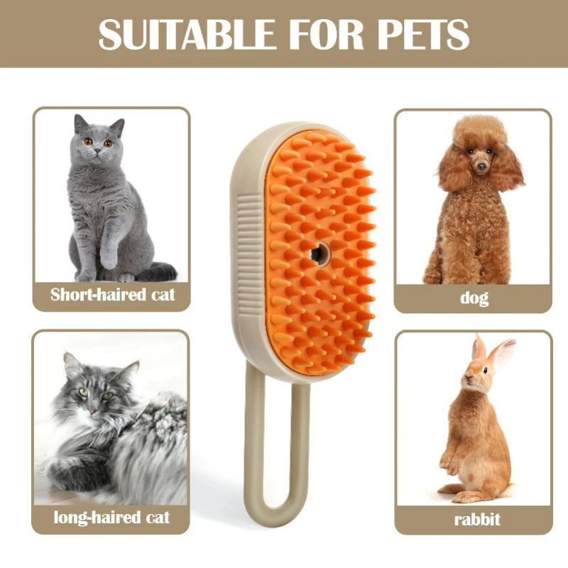 Cepillo de Vapor 3 en 1 para Mascotas – Cepillo Quitapelo con Pulverizador