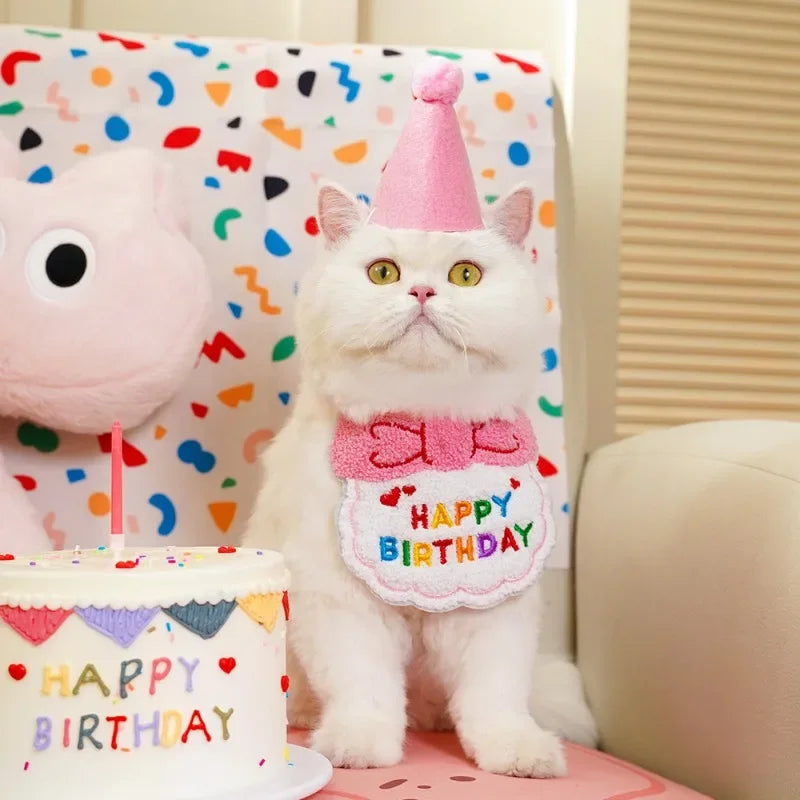 Set de Cumpleaños para Mascotas con Sombrero y Pañuelo