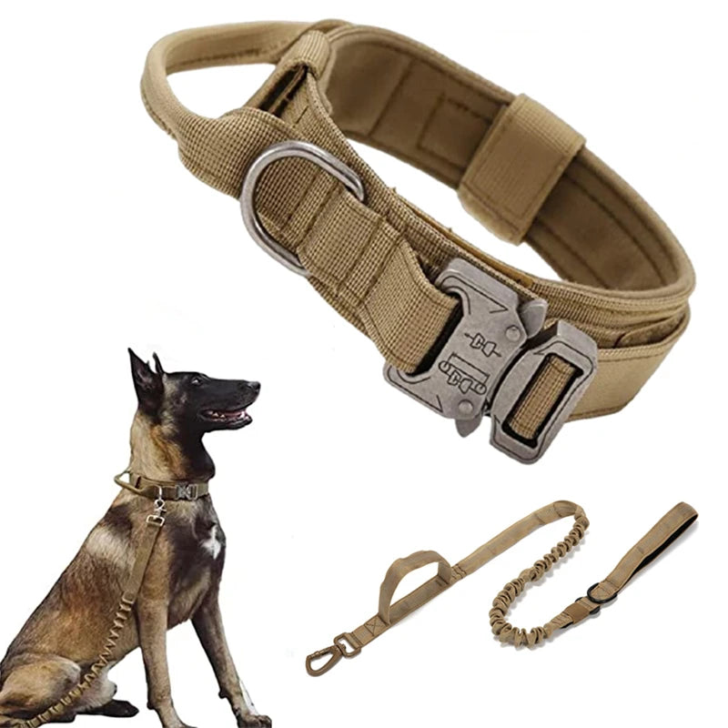 Collar Táctico Ajustable para Perros con Hebilla Metálica