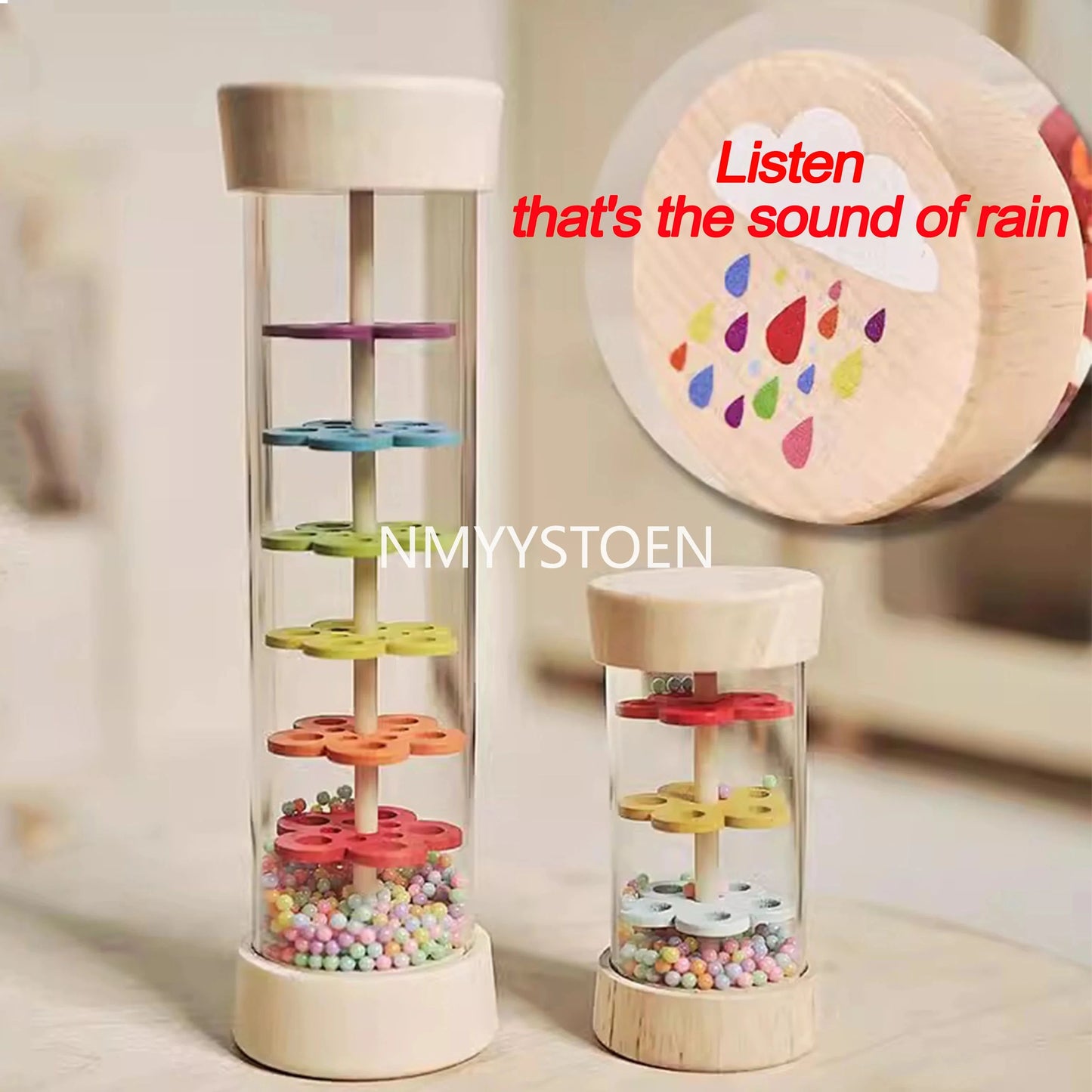 Juguete Sensorial Sonido de Lluvia para Bebés | Rainmaker de Madera Montessori