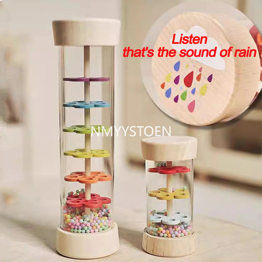 Juguete Sensorial Sonido de Lluvia para Bebés | Rainmaker de Madera Montessori