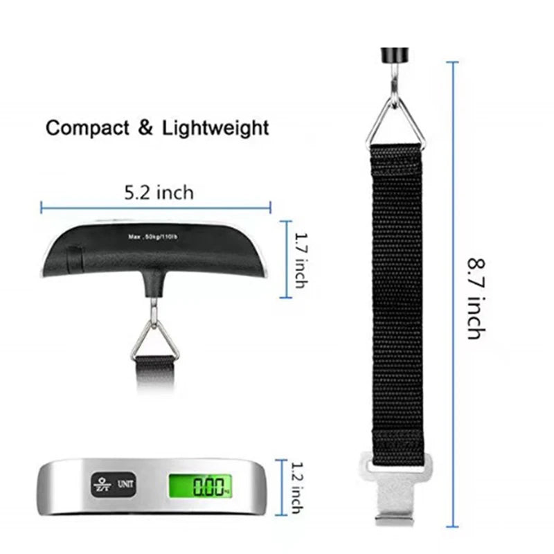Báscula Digital Portátil para Equipaje con Pantalla LCD