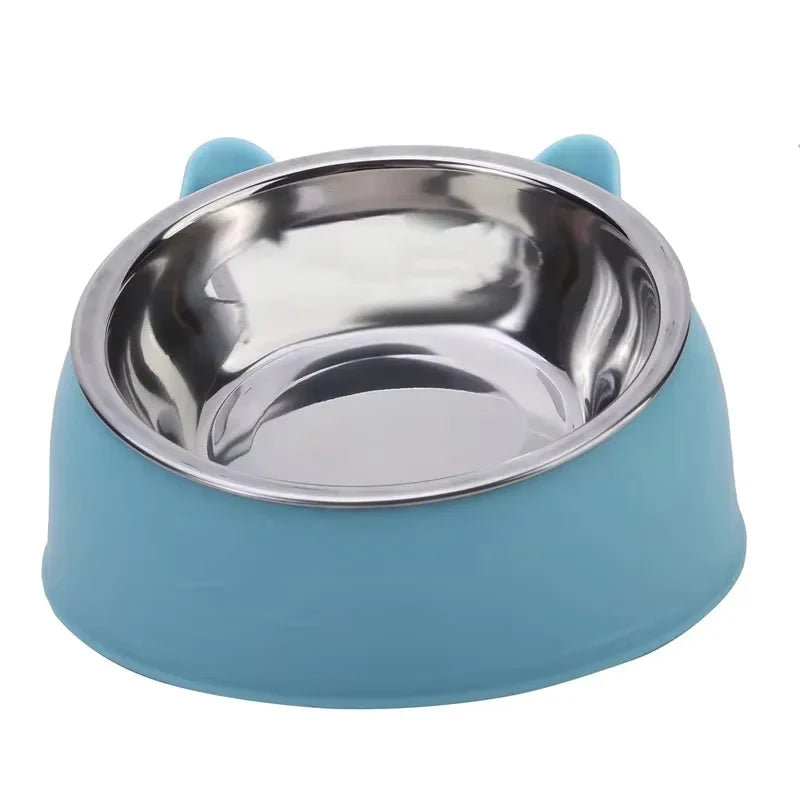 Comedero Inclinado para Gatos con Plato de Acero Inoxidable - Base Antideslizante