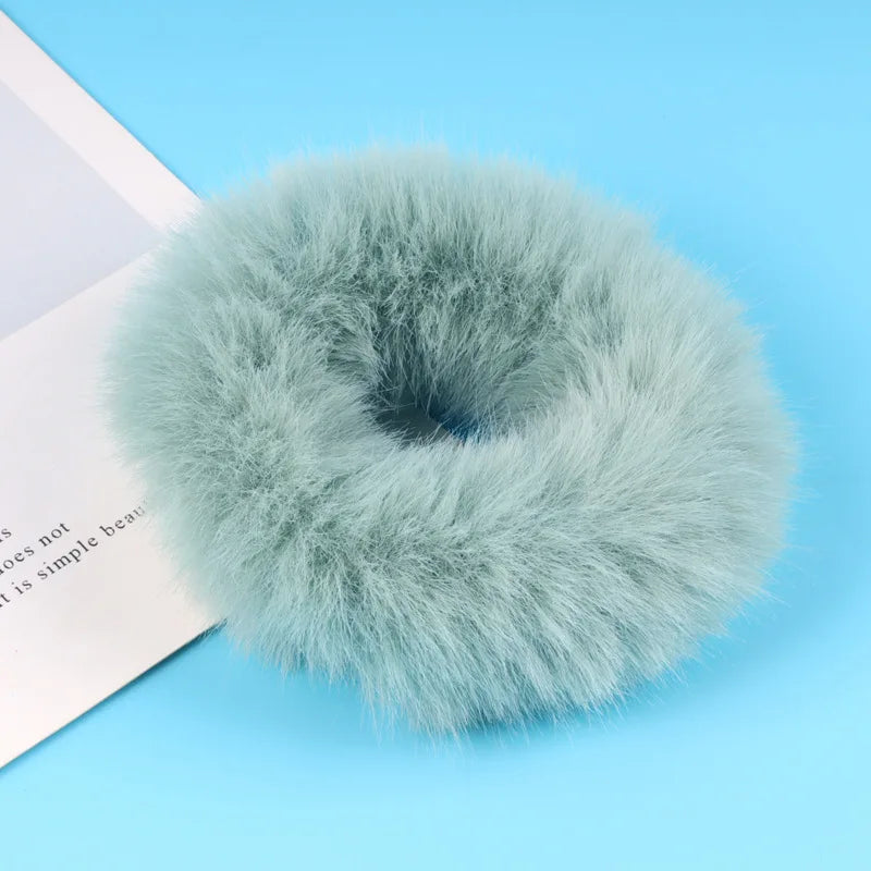 Scrunchie de Peluche, Felpa para Cabello | Liga de Pelo Suave Invierno