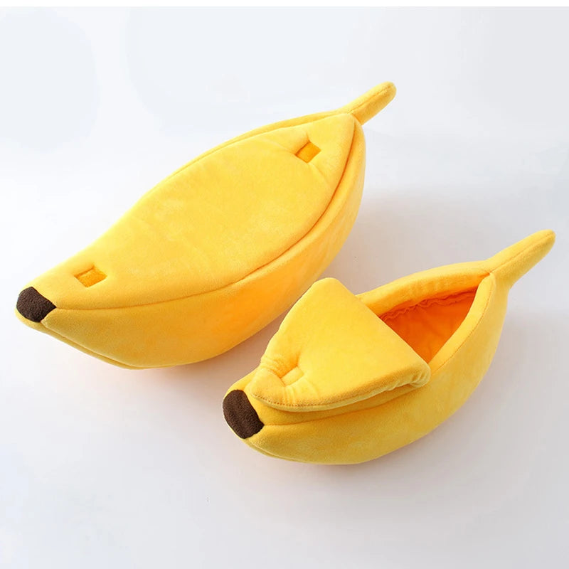 Cama para Gatos en Forma de Plátano – Cama Suave Tipo Refugio para Mascotas