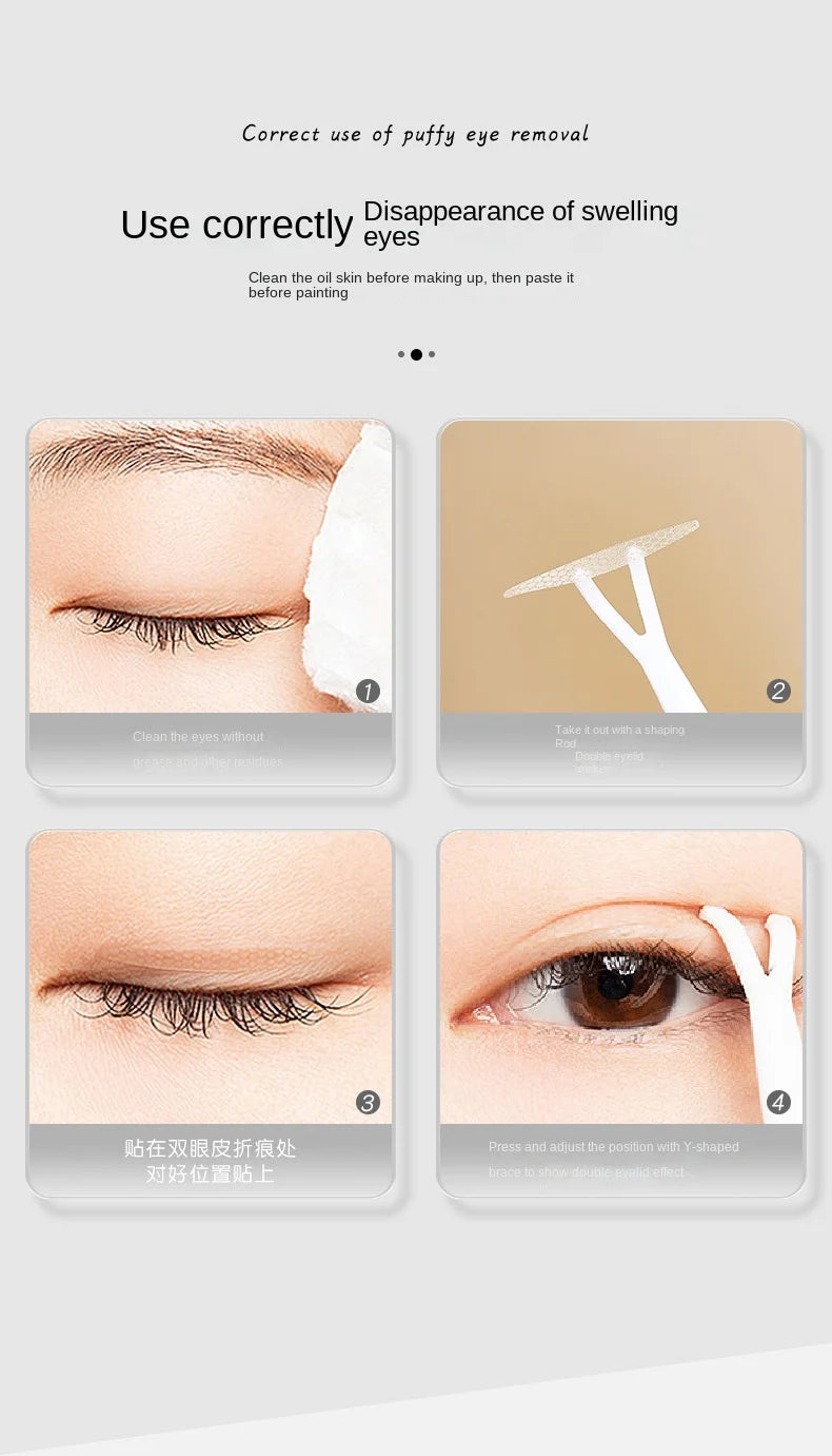 Adhesivos para Crear Doble Pliegue en Párpados – Acabado Natural, Efecto Ojos Más Grandes al Instante