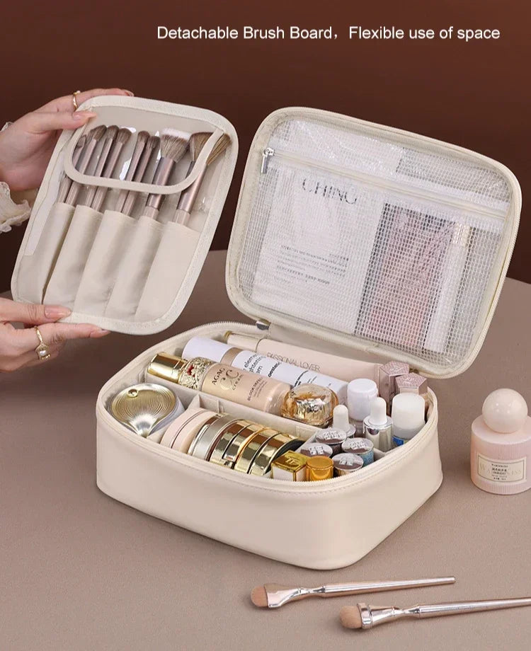 Organizador de Maquillaje Portátil de Doble Capa – Estuche de Viaje