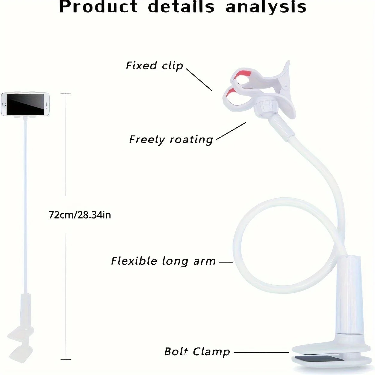 Soporte Flexible de Brazo Largo para Celular - Base para Cama y Escritorio