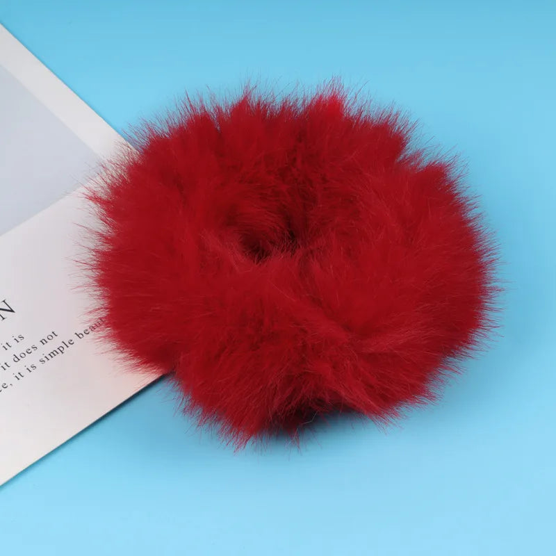 Scrunchie de Peluche, Felpa para Cabello | Liga de Pelo Suave Invierno