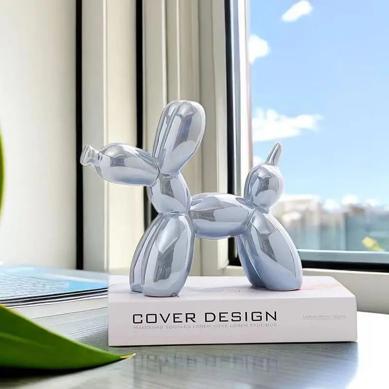 Figura Decorativa Perro Globo de Cerámica Estilo Moderno