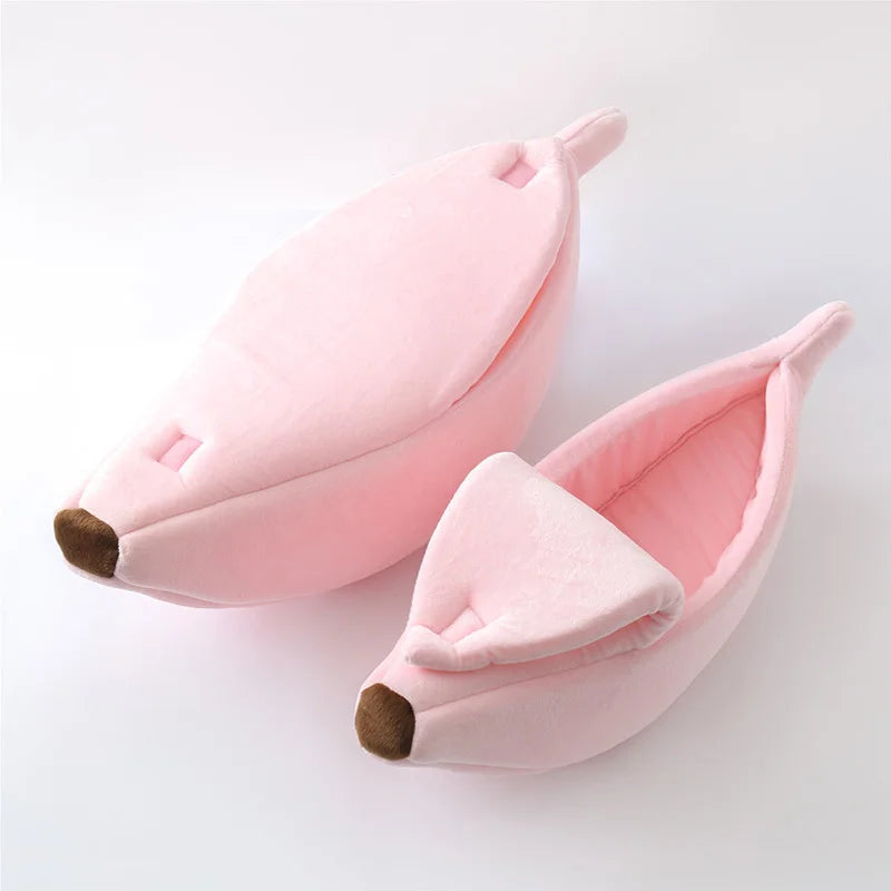 Cama para Gatos en Forma de Plátano – Cama Suave Tipo Refugio para Mascotas