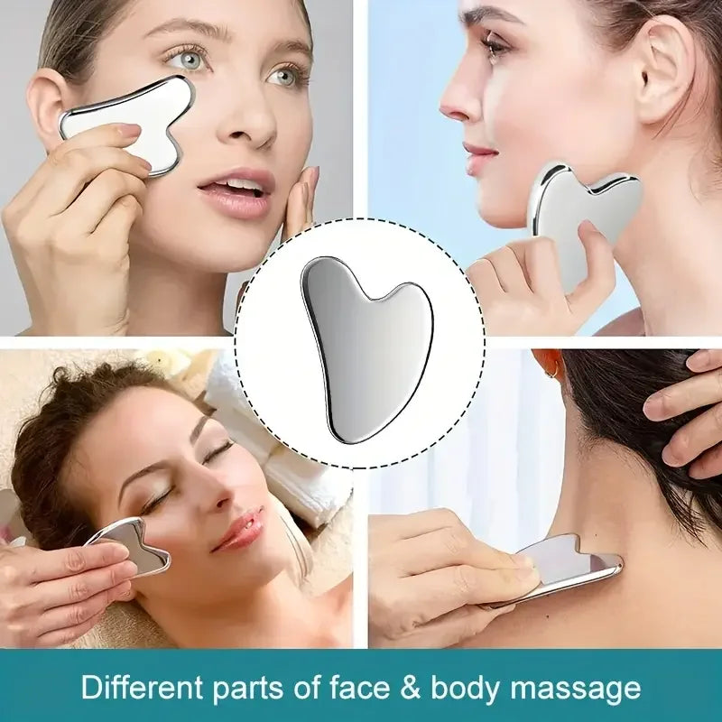 Gua Sha de Acero Inoxidable para Masaje Facial | Herramienta de Lifting y Cuidado de la Piel