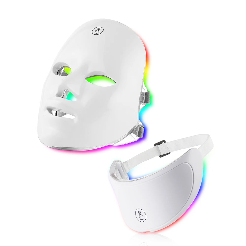 Máscara Facial LED 7 Colores con Terapia de Luz | Rejuvenecimiento y Cuidado de la Piel en Casa, Dispositivo de Rejuvenecimiento para Rostro y Cuello