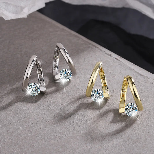Aretes de Plata con Cristal – Diseño Elegante