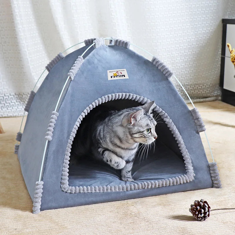 Casa Cueva para Gatos y Perros Pequeños – Cama para Mascotas Plegable y Portátil