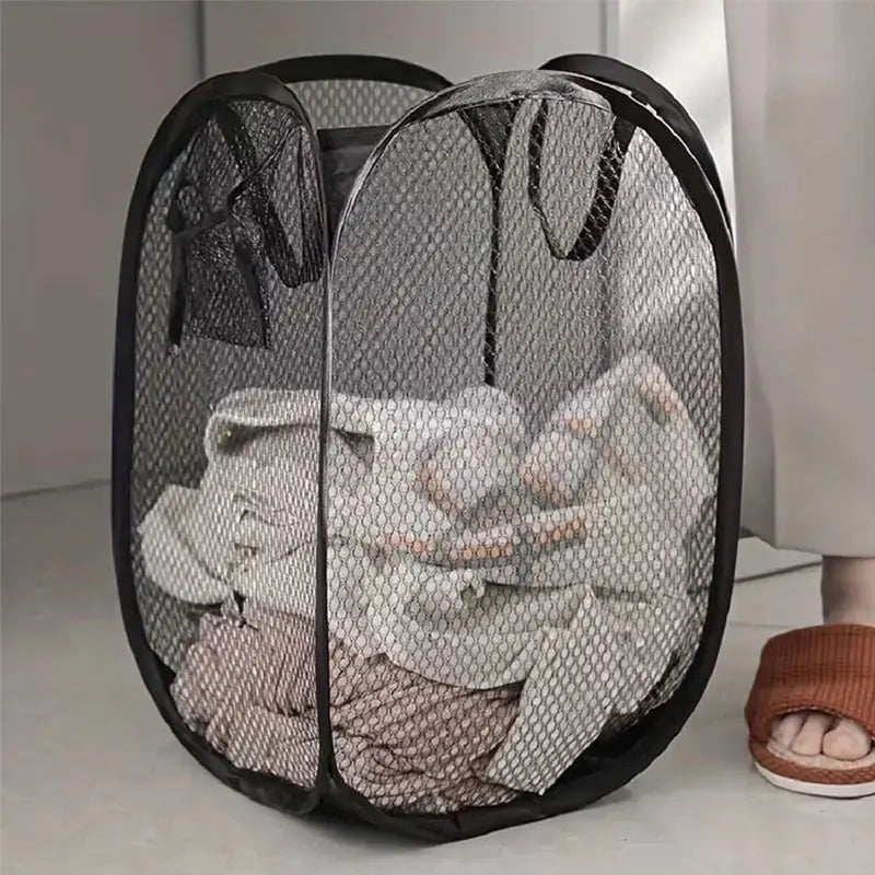 Cesta de Ropa Plegable de Malla (Canasta de Lavandería Pop-Up) – Alta Capacidad