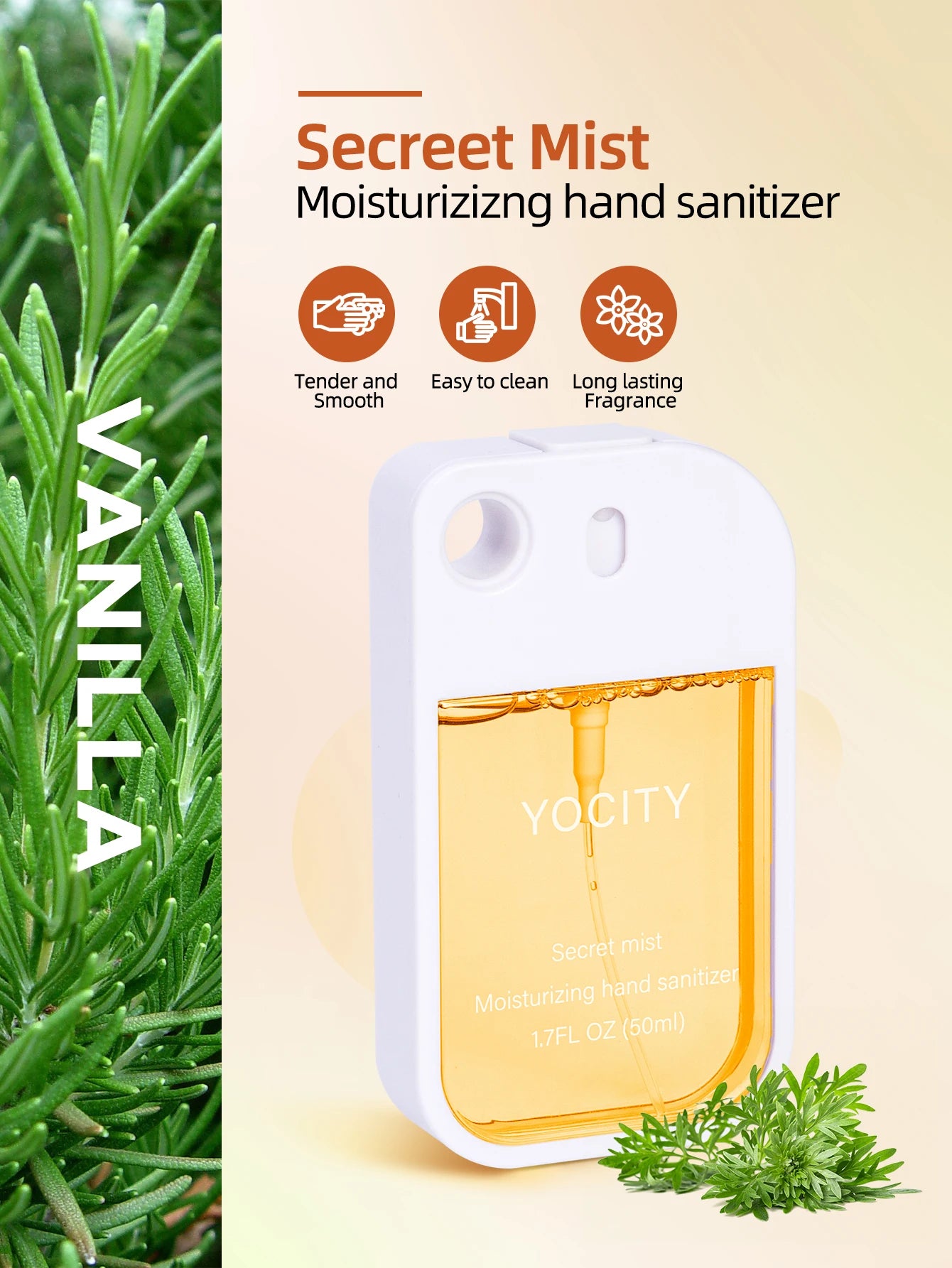 Mini Spray Aromático Desinfectante Portátil para Manos y Ambiente (50 ml)