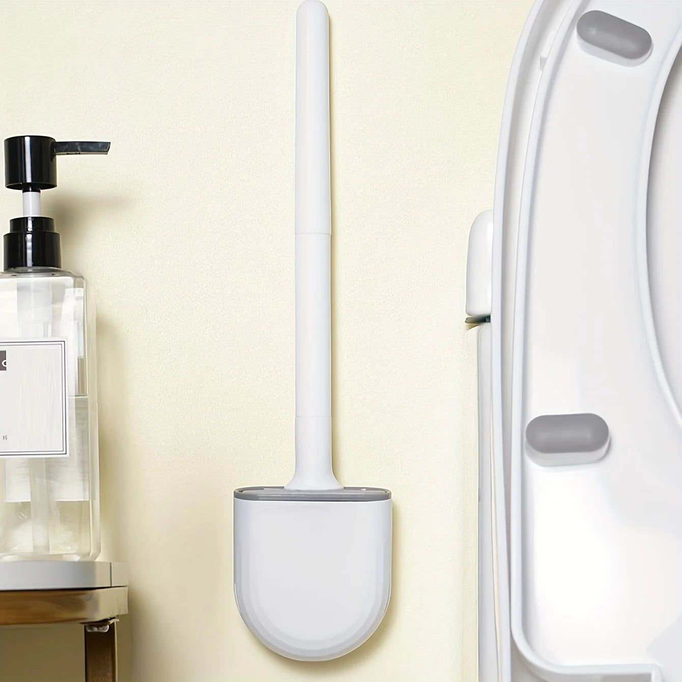 Cepillo de Baño de Silicona Flexible con Soporte