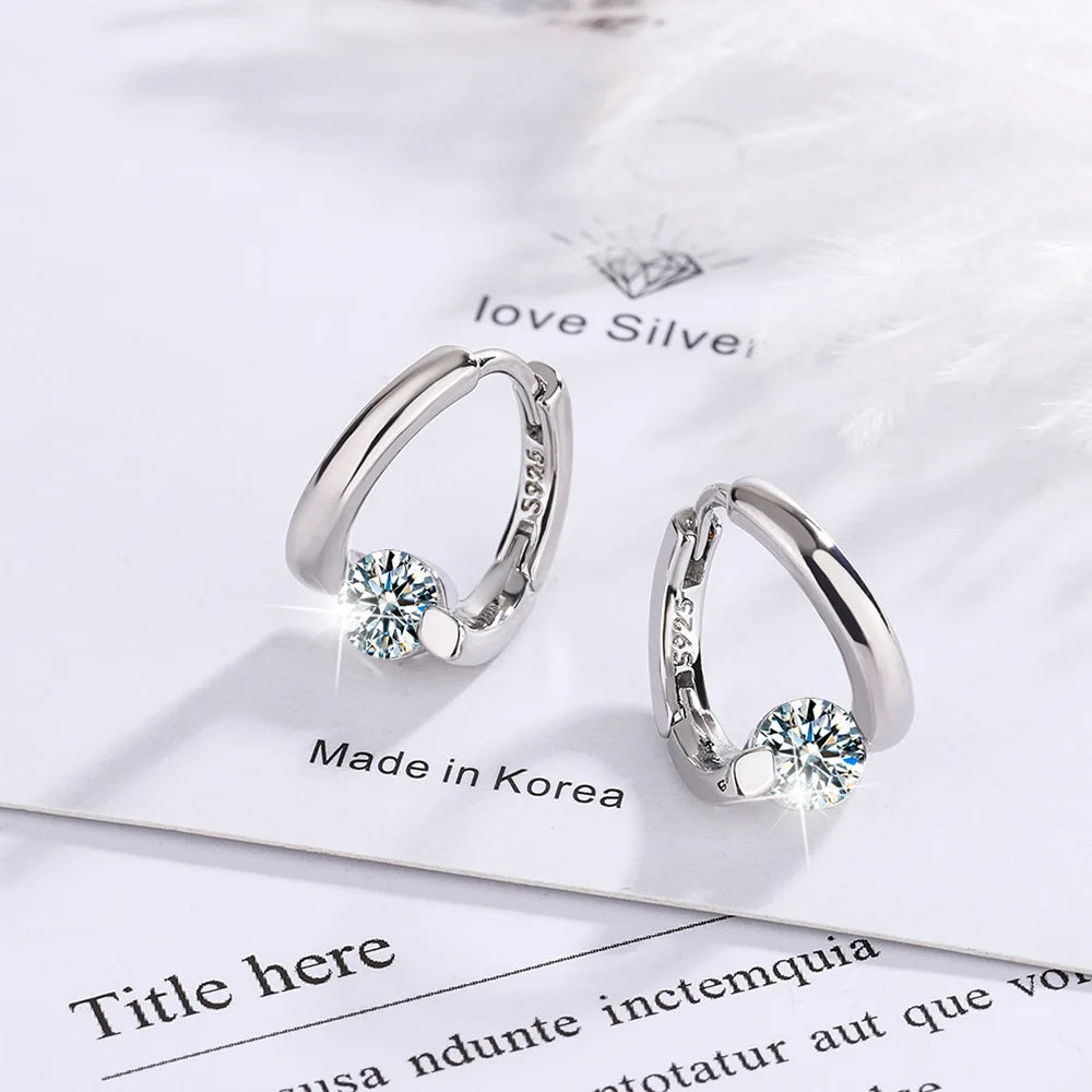 Aretes de Plata con Cristal – Diseño Elegante