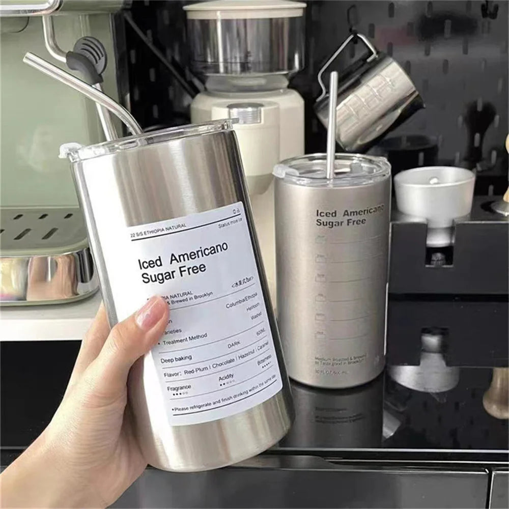 Vaso Térmico Recto de acero inoxidable 600ml – Conserva Frío y Calor Hasta 12 Horas