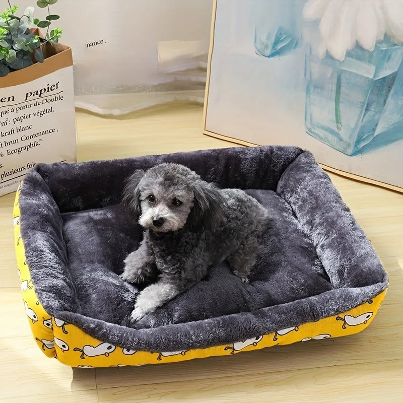 Cama Rectangular Acolchada para Perros y Gatos – Cama Suave para Mascotas