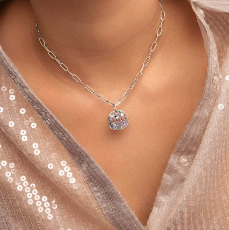 Regalo para Mamá: Collar de Moda con Colgante Circular y Brillo