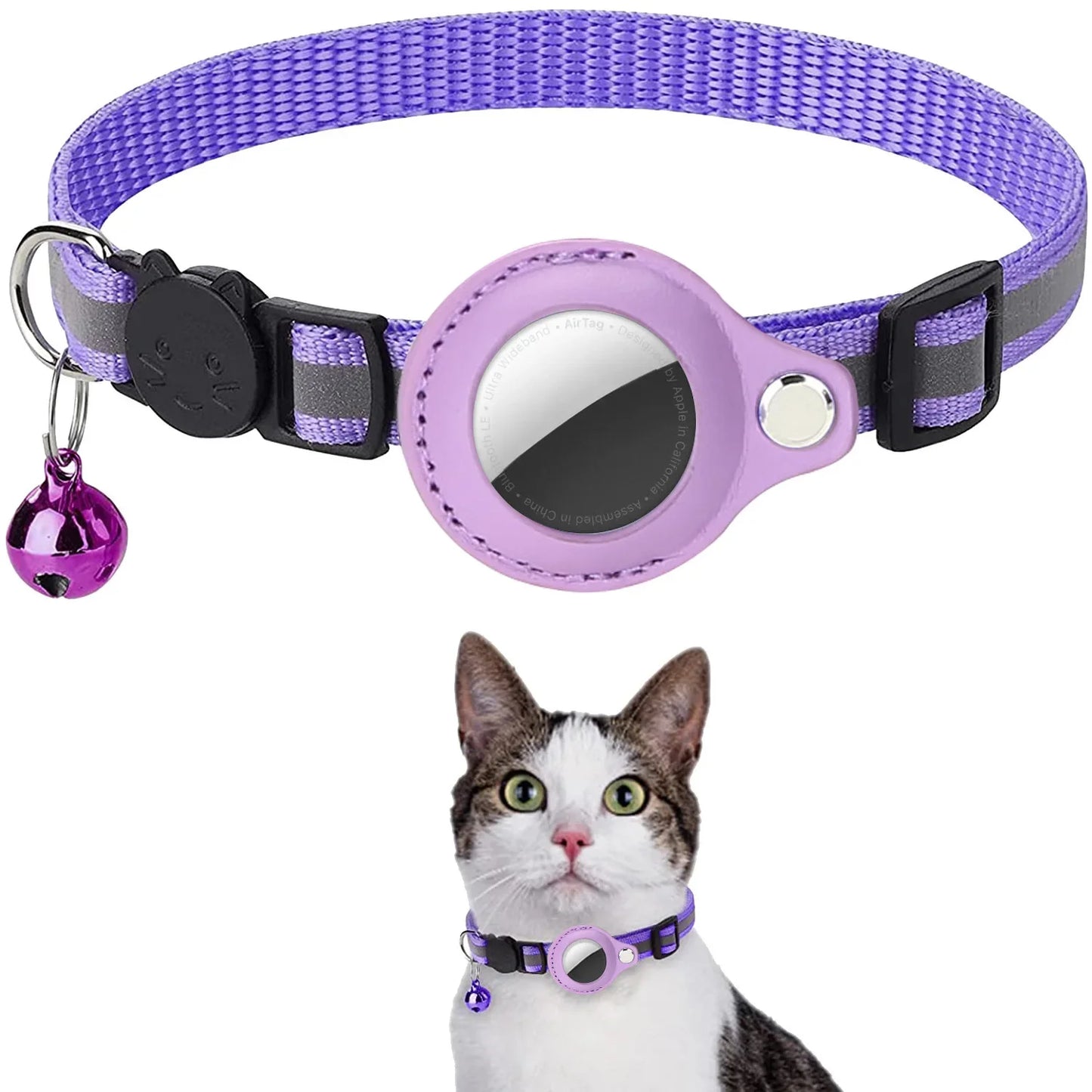Collar para Gato con Soporte para AirTag – Ajustable, Reflectante y con Campana