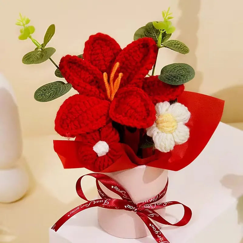 Ramo de Flores Tejidas a Crochet