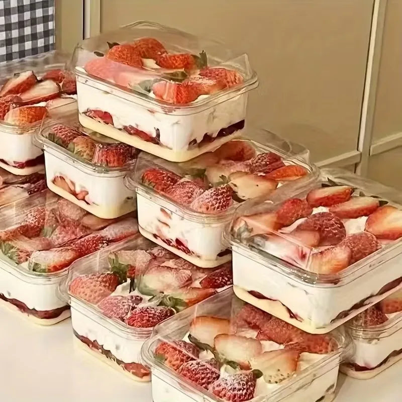 Transparent Cake Box Rectangle Dessert Cake Box Disposable Party Wedding Christmas Mousse Tiramisu Packaging
