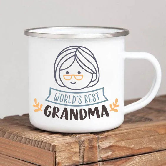 Regalo para la Mejor Abuela del Mundo - Taza de Peltre Blanca 8cm