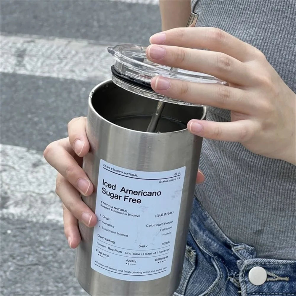 Vaso Térmico Recto de acero inoxidable 600ml – Conserva Frío y Calor Hasta 12 Horas