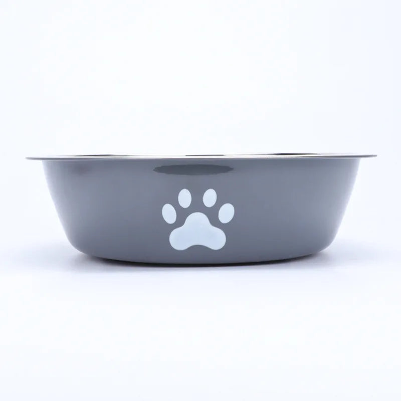 Plato para Perros y Gatos de Acero Inoxidable Antideslizante - Diseño de Huella