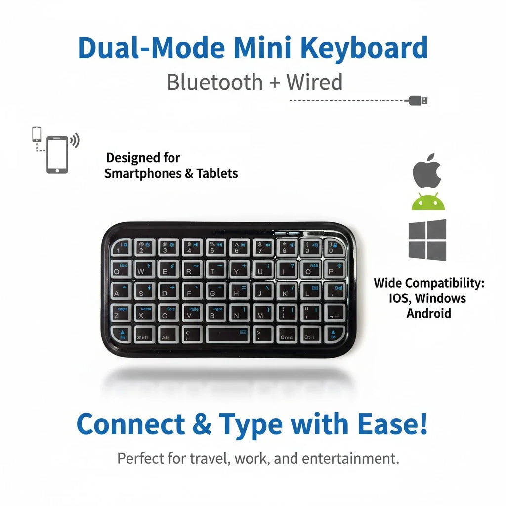 Mini Teclado Bluetooth RGB Portátil