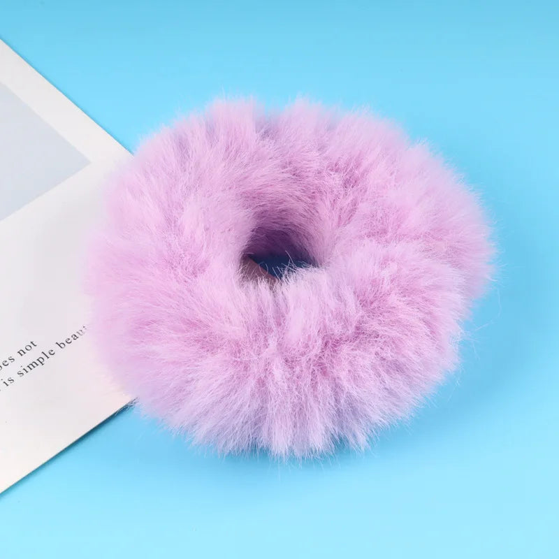 Scrunchie de Peluche, Felpa para Cabello | Liga de Pelo Suave Invierno