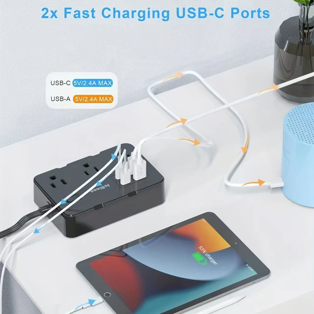 Extensión Multicontacto con USB y USB-C (Protección contra Sobretensión)