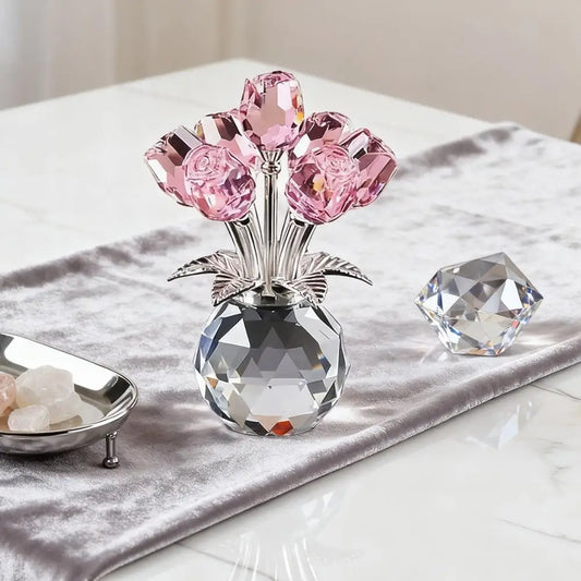 Rosa de Cristal con Pedestal - Adorno Eterno y Elegante para Regalo