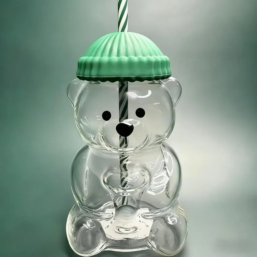 Taza de Oso de Cristal 500ml - Botella Transparente para Café y Leche