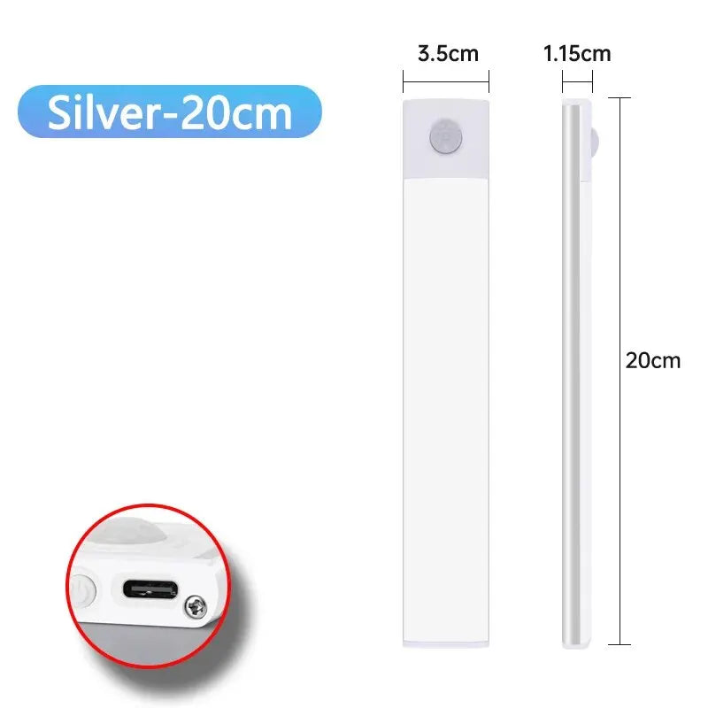 Lámpara LED para Gabinete con Sensor de Movimiento - Recargable USB-C