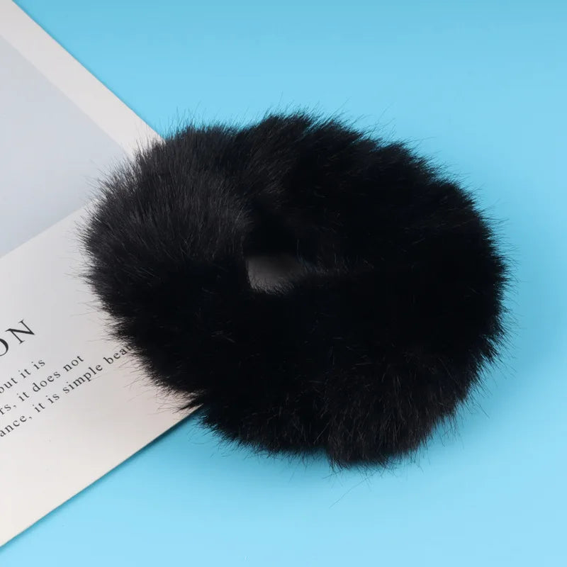 Scrunchie de Peluche, Felpa para Cabello | Liga de Pelo Suave Invierno
