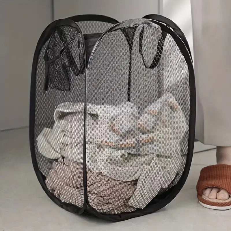 Cesta de Ropa Plegable de Malla (Canasta de Lavandería Pop-Up) – Alta Capacidad