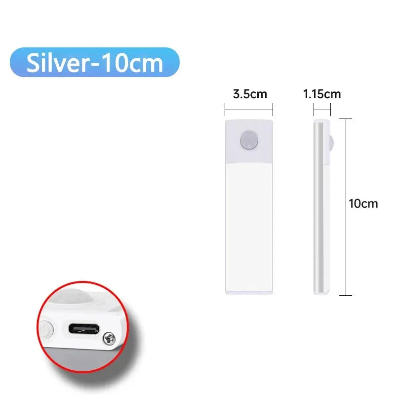 Lámpara LED para Gabinete con Sensor de Movimiento - Recargable USB-C