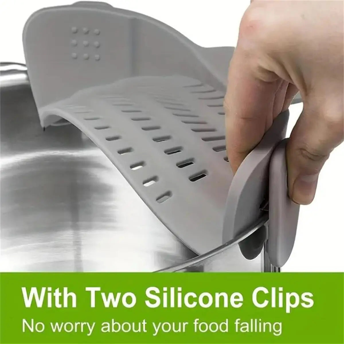 Colador de Silicona Ajustable con Clip - Escurridor Portátil para Ollas