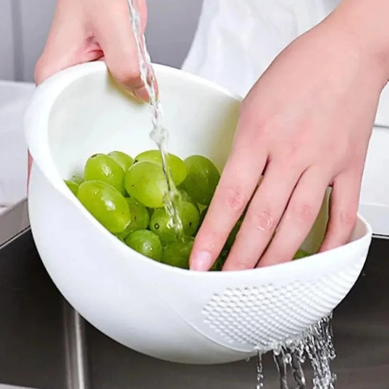 Colador de Silicona con Mango - Cesta de Drenaje para Lavado de Arroz