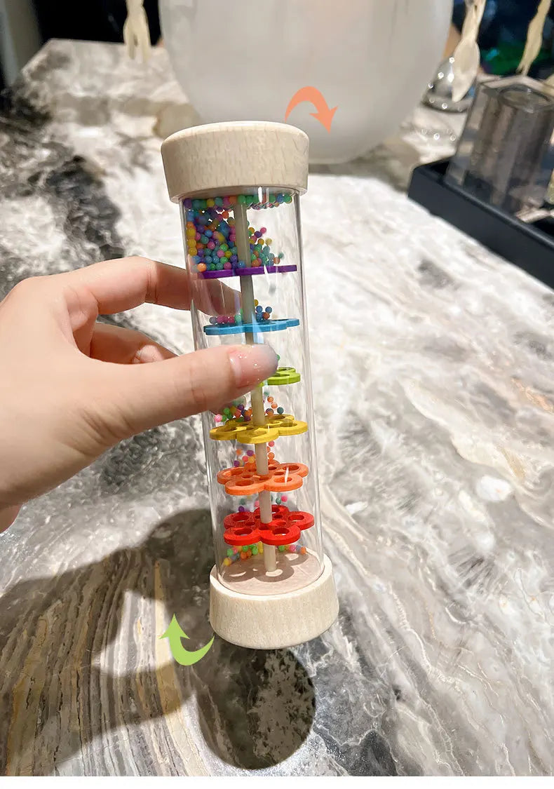 Juguete Sensorial Sonido de Lluvia para Bebés | Rainmaker de Madera Montessori