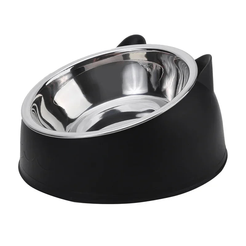Comedero Inclinado para Gatos con Plato de Acero Inoxidable - Base Antideslizante