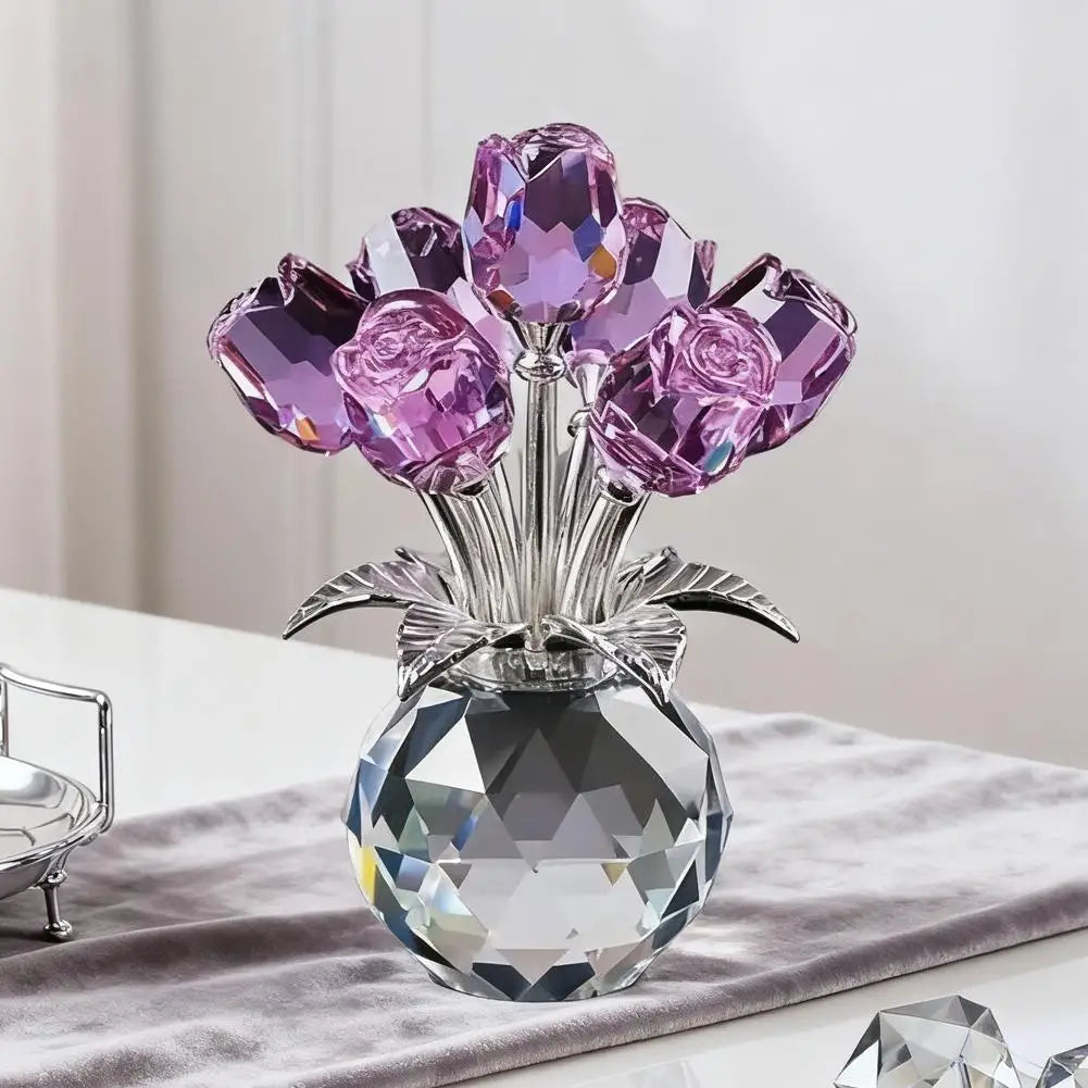 Rosa de Cristal con Pedestal - Adorno Eterno y Elegante para Regalo