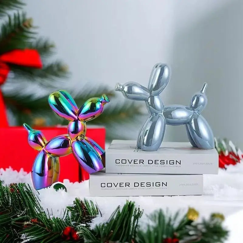 Figura Decorativa Perro Globo de Cerámica Estilo Moderno