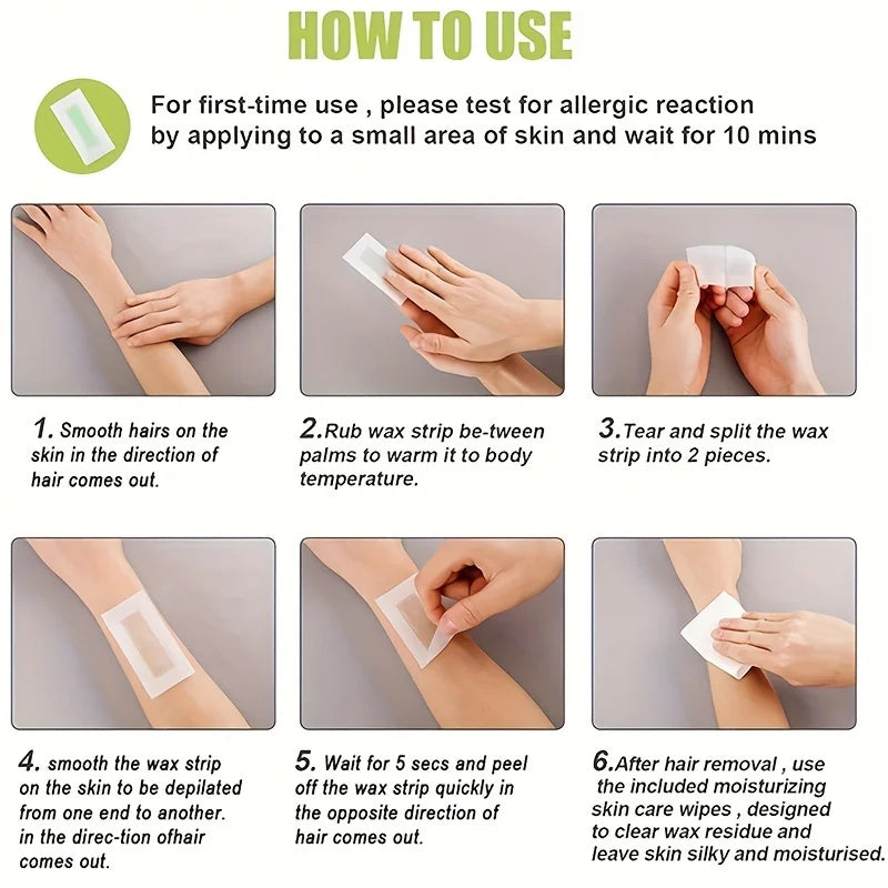 Bandas de Cera Fría Profesional - Depilación de Verano Cuerpo y Rostro
